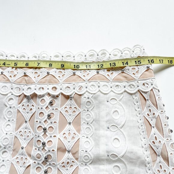 Zimmermann Moncur Studded Mini Skirt Ivory Size AU 3 US 10 NEW NWT - Picture 8 of 11